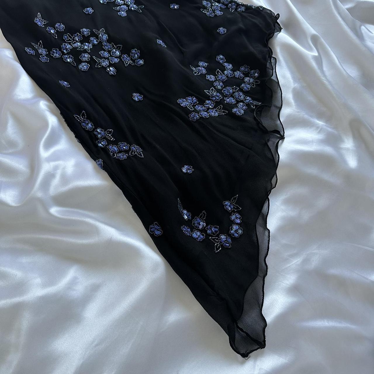 Black gorgeous shiny beautiful stylish unique elegant exquisite blue floral beading long chiffon ball gown evening dress party dress gh3563