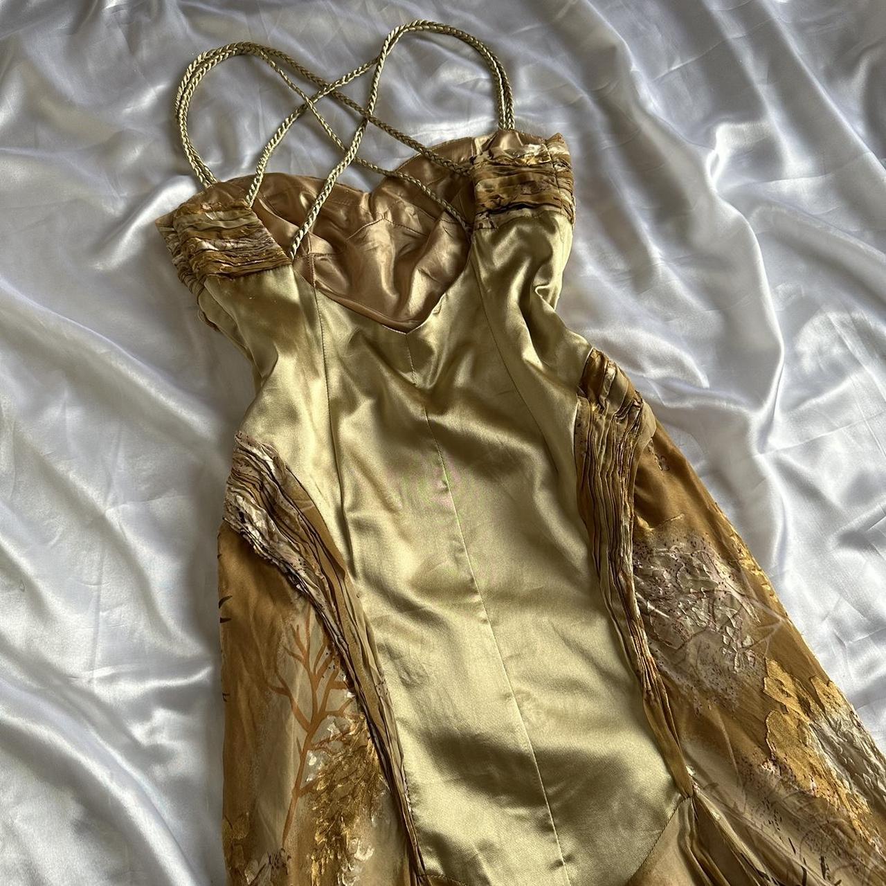 Gold Gorgeous Beautiful Charming Elegant Exquisite Floral Beaded Strapless Long Satin Chiffon Ball Gown Evening Dress Party Dress Prom Dress gh3824