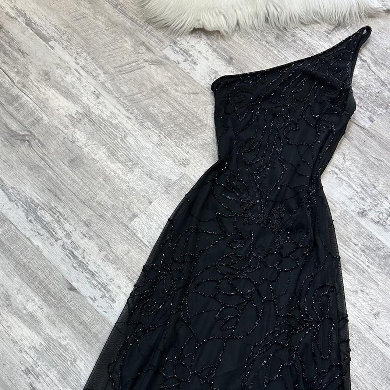 Black shiny fashion one shoulder floral beaded long prom dress evening gown party dress gh4313