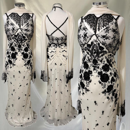 Cream black vintage fashion gorgeous exquisite beading lace shiny elegant long ball gown evening dress birthday party dress prom dress gh3648