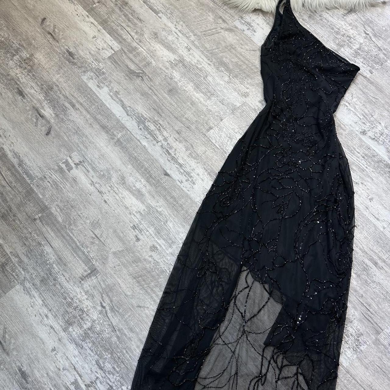 Black shiny fashion one shoulder floral beaded long prom dress evening gown party dress gh4313