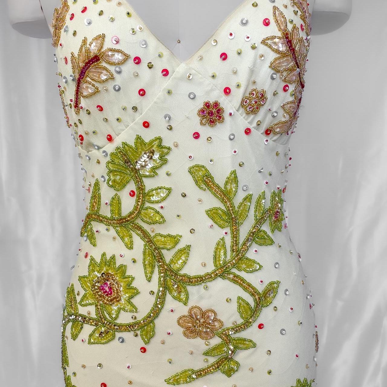 White gorgeous exquisite colorful floral beaded long chiffon Prom dress evening dress party dress gh5094