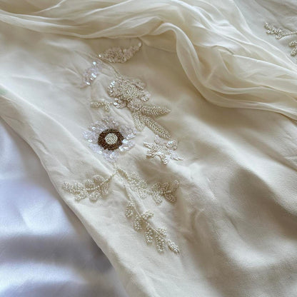 Ivory gorgeous light delicate beaded spaghetti straps long chiffon ball gown evening dress party dress gh3336