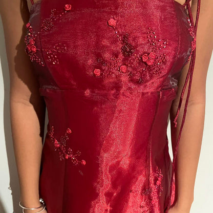 Burgundy Elegant Vintage Fashion Exquisite Beaded Long Tulle Ball Gown Evening Dress Party Dress Prom Dress gh3664