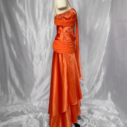 Orange Exquisite Beaded Long Satin Prom dress Evening Dress Party Dress gh5091