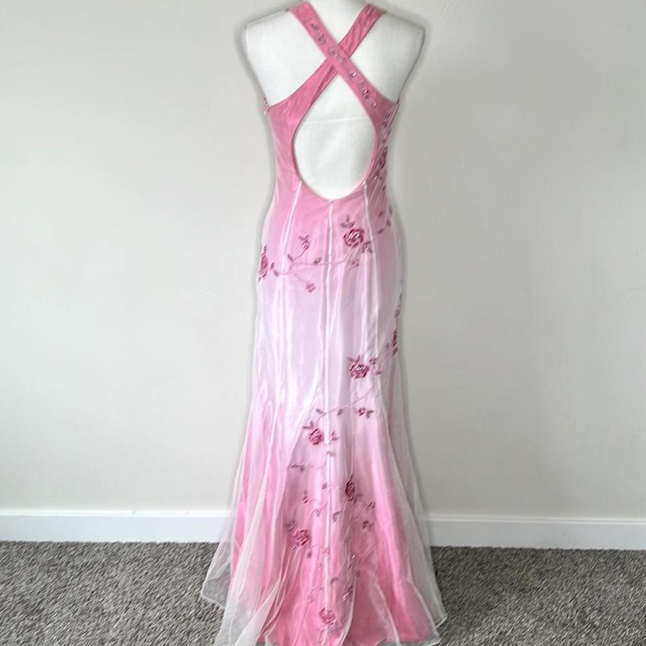 Pink Fashion Gradient Elegant V-neck Exquisite Floral Beading Backless Long Tulle Satin prom dress Evening Dress Party Dress gh3577