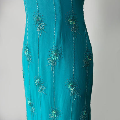 Blue fashion shiny elegant exquisite beading spaghetti straps long Tulle women's prom dress evening dress party dress gh3565