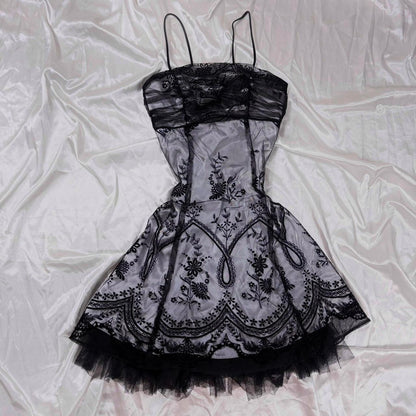 Y2K Black Grey Prom Dress Homecoming Dress Gothic Dress Fairy Dress gh4600