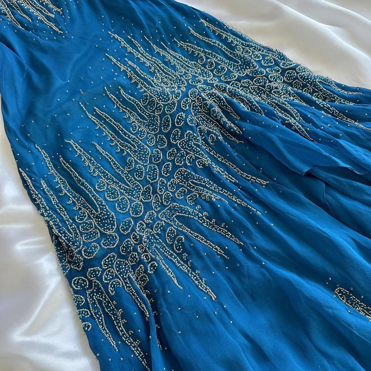 ___intage Blue Fashion Exquisite Silver Gold Beads Long Elegant Flowing Chiffon Ball Gown Evening Gown Party Dress Prom Gown gh3869