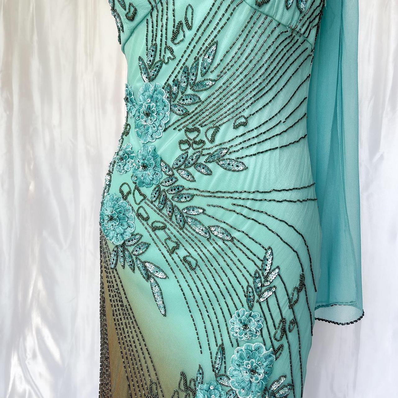 Blue gorgeous exquisite floral beaded long chiffon Prom dress evening dress party dress gh5093