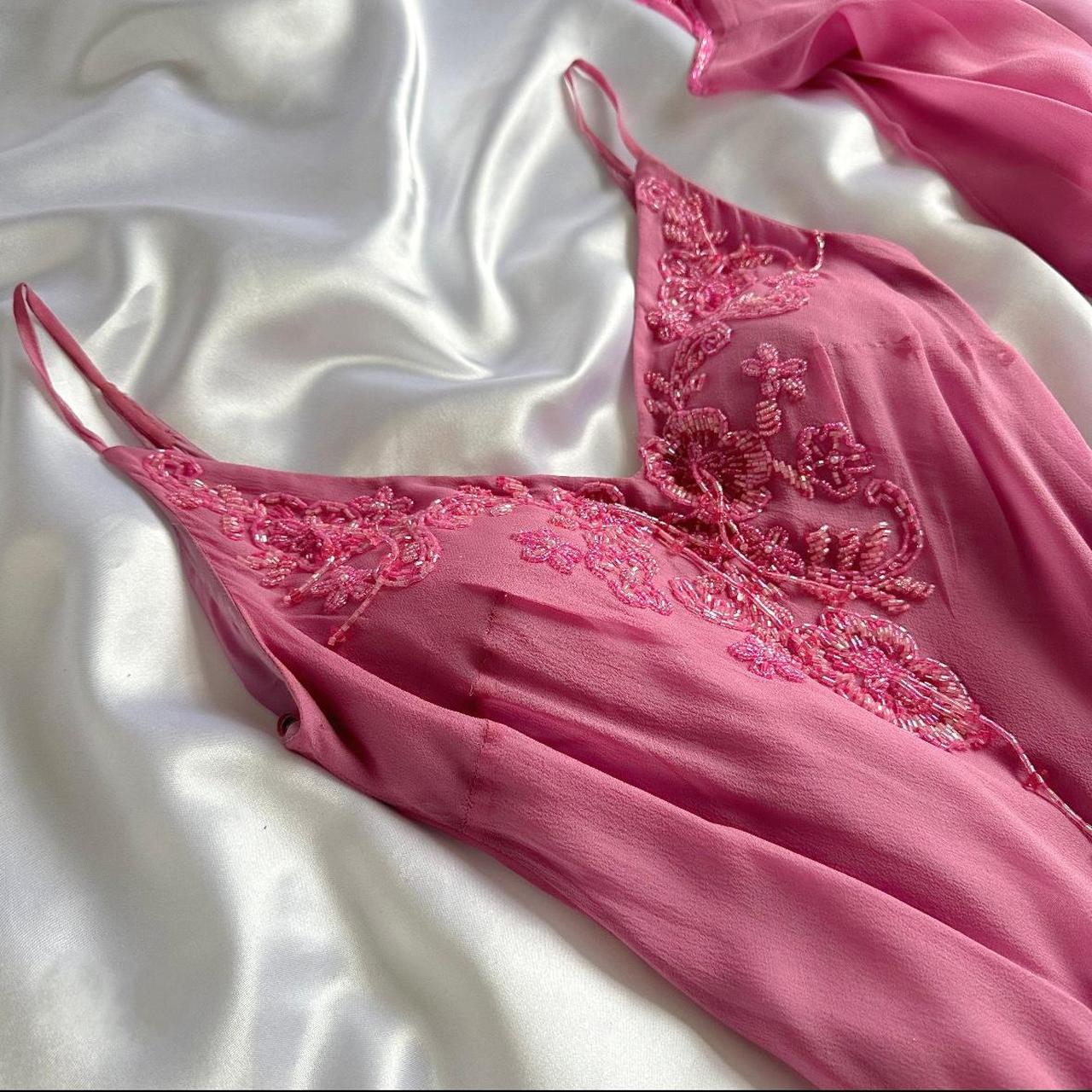 Pink gorgeous exquisite elegant beaded long chiffon ruffled ball gown, evening dress, party dress gh3513