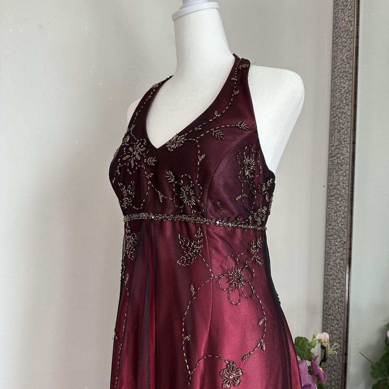 Burgundy Vintage Fashion Stunning Elegant Exquisite Beaded Long Satin tulle High Waist Formal Gothic Ball Gown Evening Gown Birthday Party Gown Prom Gown Graduation Gown gh3890