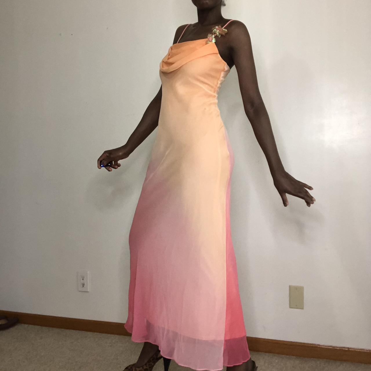 Pink orange fashion gradient long formal Prom dress evening dress party dress gh4903