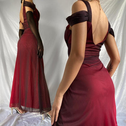 Burgundy Shiny Elegant Off Shoulder Ruffles Fashion Elegant Long Prom Dress Evening Gown Party Dress gh3204