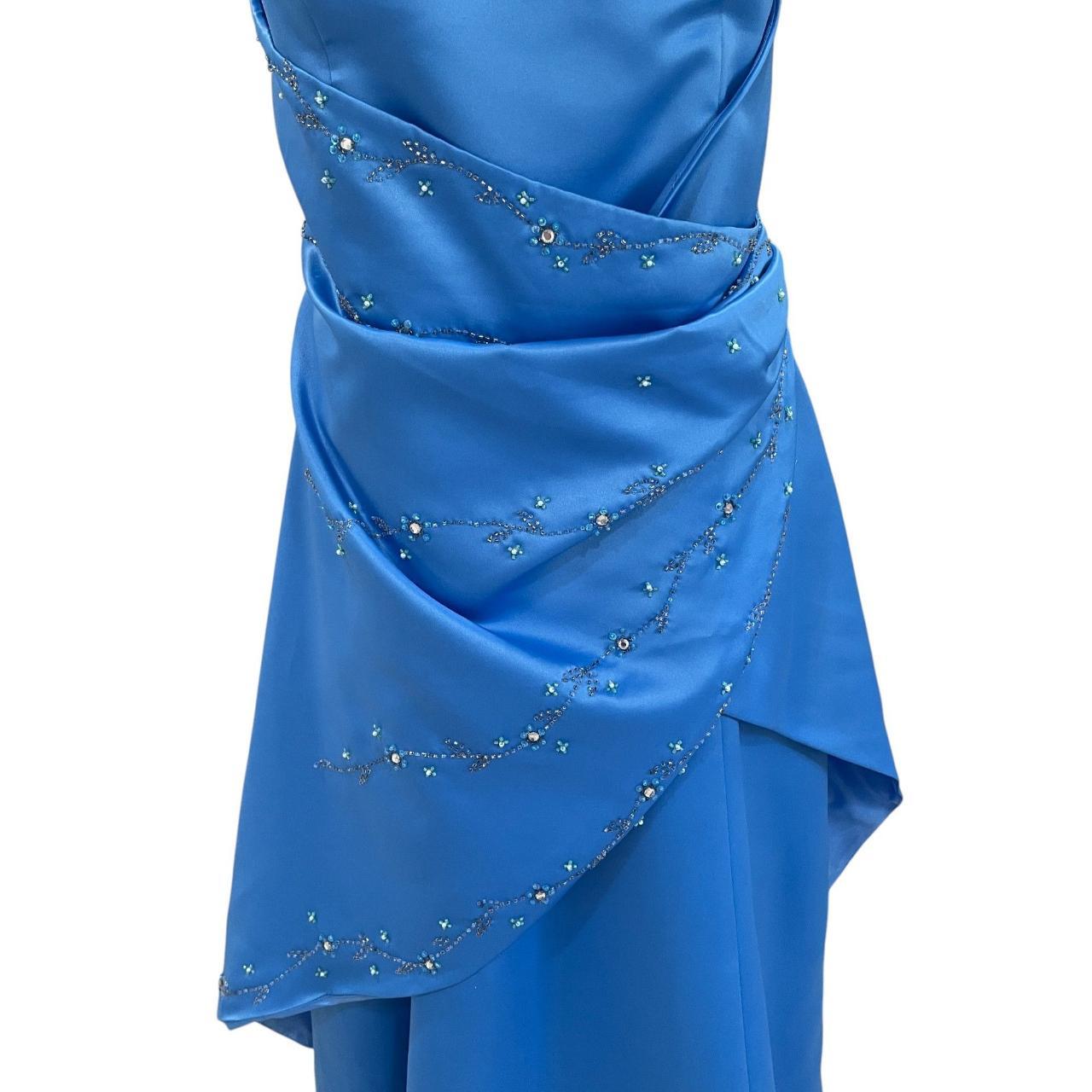Blue beaded evening gown vintage glam ball gown floral long satin ball gown evening dress party dress gh4351