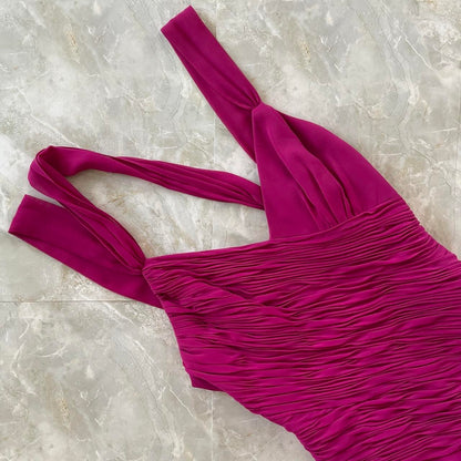 Purple Magenta Fashion Elegant Pleated Corset Midi Short Mini Asymmetric Chiffon Ruffle Homecoming Dress Prom Dress Evening Dress Party Dress Dance Dress gh3812
