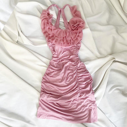 Pink Floral Fairy Short Chiffon Homecoming Dress Birthday Dress gh4665