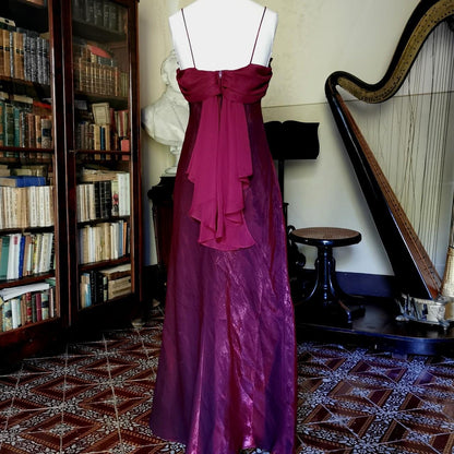Fuchsia retro fashion elegant spaghetti strap long chiffon ball gown, evening dress, party dress gh3529