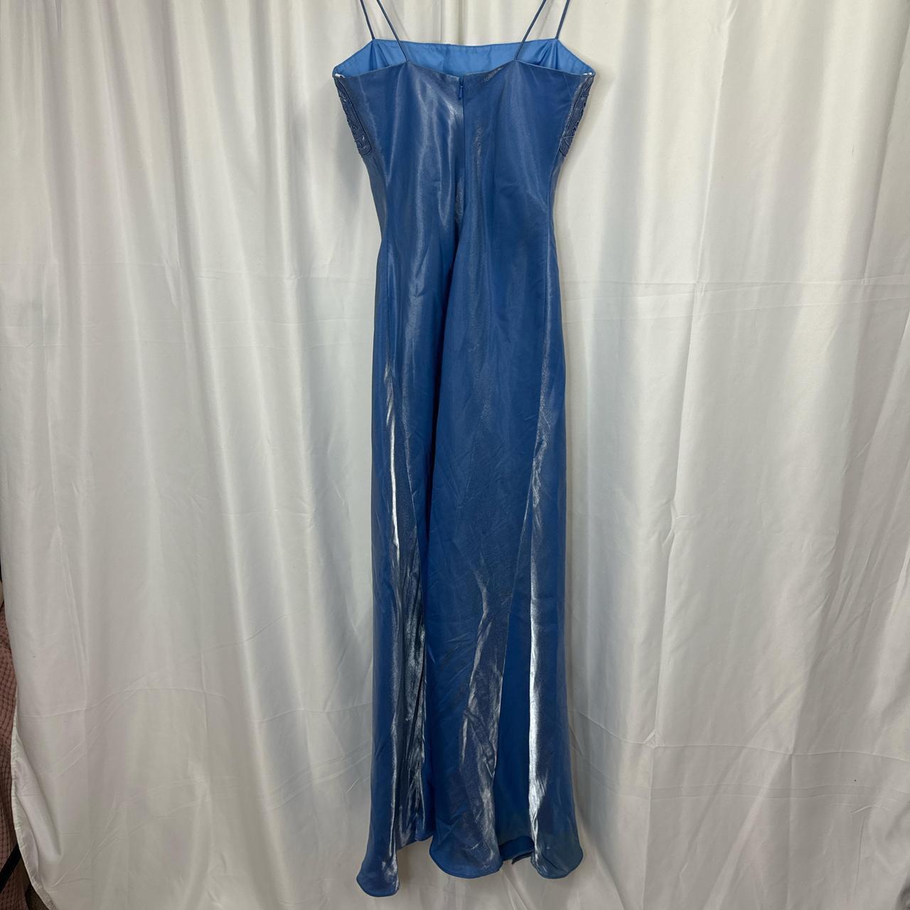 Blue Beautiful Vintage Fairy Long Satin Tulle Gown Delicately Beaded Spaghetti Straps Prom Dress Evening Party Dress Prom Dress gh3893