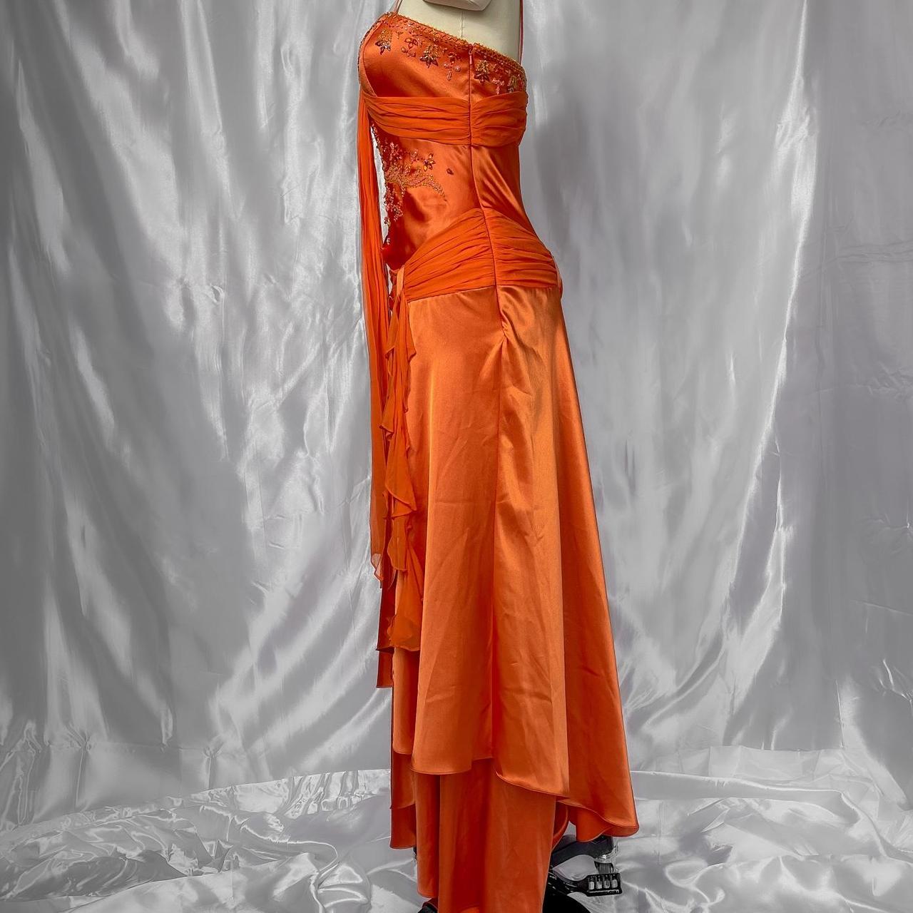 Orange Exquisite Beaded Long Satin Prom dress Evening Dress Party Dress gh5091