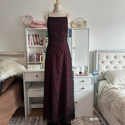 __Red Black Crimson Dress Retro Fashion Stunning Elegant Exquisite Long Tulle Gothic Ball Gown Evening Gown Birthday Party Gown Prom Gown Graduation Gown gh3883