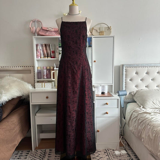 __Red Black Crimson Dress Retro Fashion Stunning Elegant Exquisite Long Tulle Gothic Ball Gown Evening Gown Birthday Party Gown Prom Gown Graduation Gown gh3883