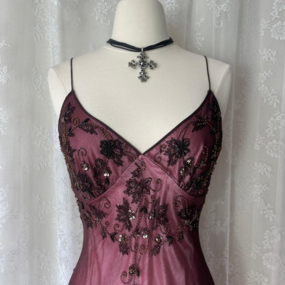 Pink Brown Beaded Formal Prom Dress Chiffon Pretty Floral Long/Short Homecoming Dress Date Dress Party Dress gh4619