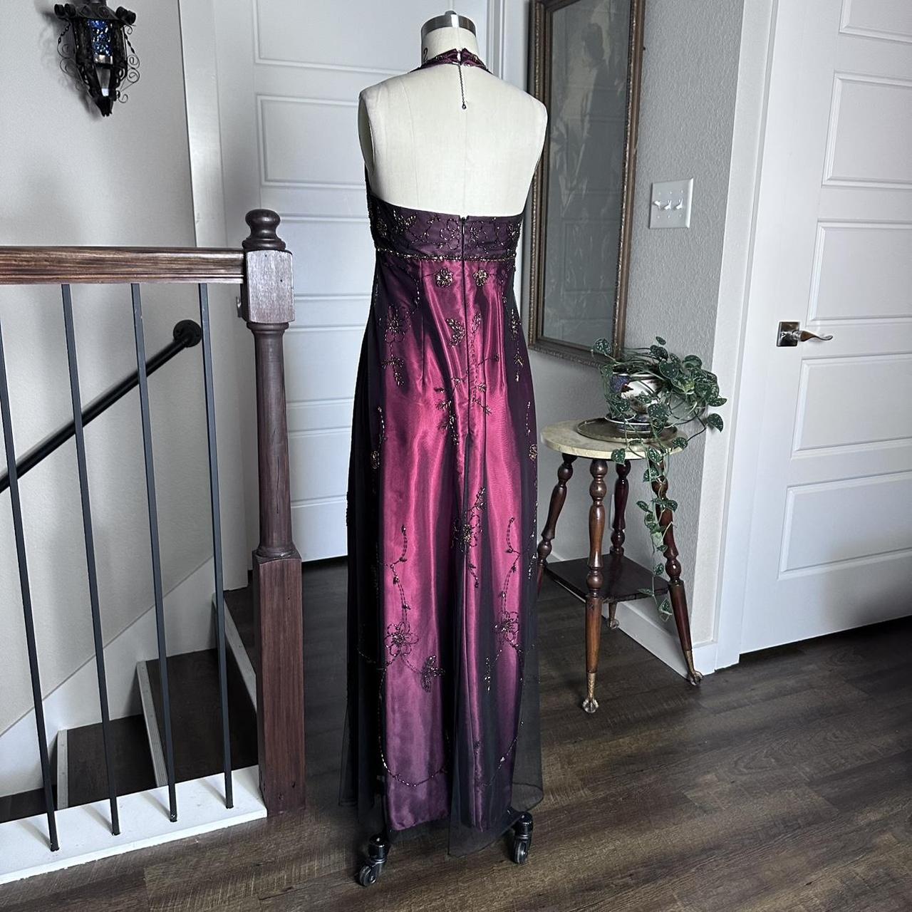 Fuchsia Vintage Fashion Stunning Elegant Exquisite Beaded Long Satin Tulle High Waist Formal Gothic Ball Gown Evening Dress Birthday Party Dress Prom Dress Graduation Dress gh3910