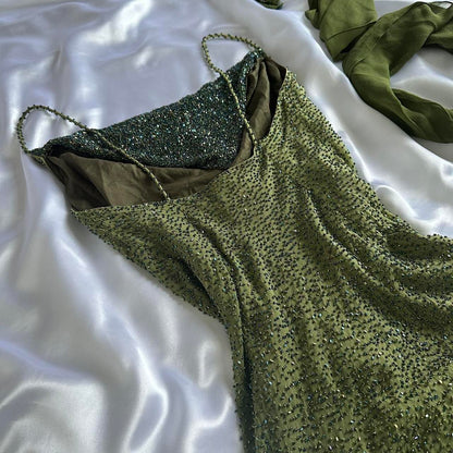 Charming forest green luxurious gorgeous sparkling fashionable elegant exquisite beading long chiffon prom dress evening dress party dress gh3592