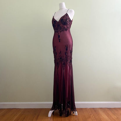 Dark Red ClassyPretty Charming Elegant Exquisite Beaded Long Chiffon Ball Gown Evening Gown Party Dress gh3552