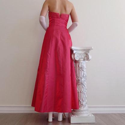 Dark Pink Rainbow Vintage Long Ball Gown Beaded Slim Princess Fantasy Satin Ball Trumpet Gown Evening Dress Party Dress gh4349