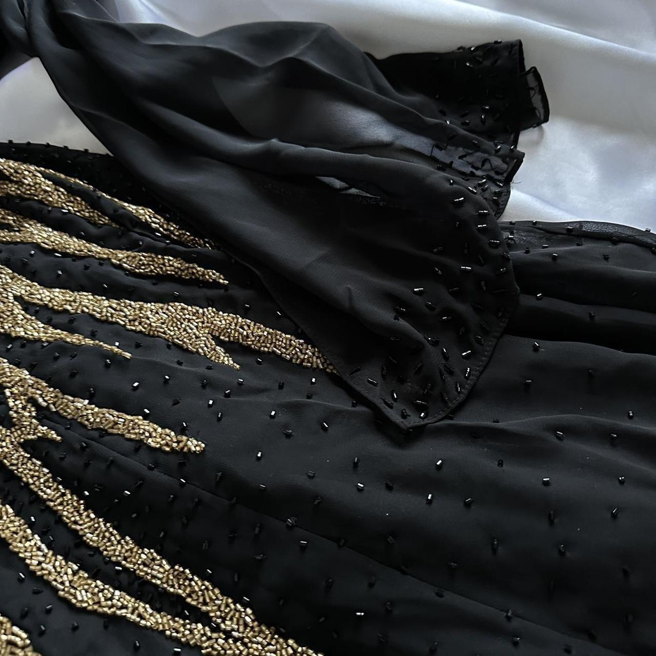 Black Gorgeous Delicate Gold Beaded Rhinestone Spaghetti Straps Long chiffon Ball Gown Evening Gown Party Dress Prom Gown gh3866