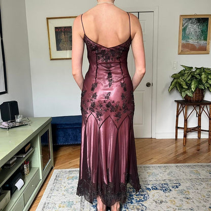 Dark Pink Purple Gorgeous Vintage Delicate Beaded Spaghetti Straps Fairy Long/Midi/Short Chiffon Ball Gown Evening Gown Party Gown Wedding Guest Gown Homecoming Gown Graduation Gown Mother of the Bride Gown Prom Gown gh3979