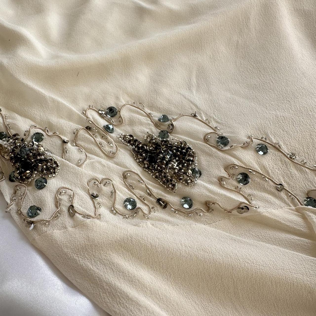 Ivory Shiny Fashion Elegant Beautiful Exquisite Gem Beaded Long Chiffon Ruffles Handmade Customized Ball Gown Evening Dress Party Dress Prom Dress gh3749