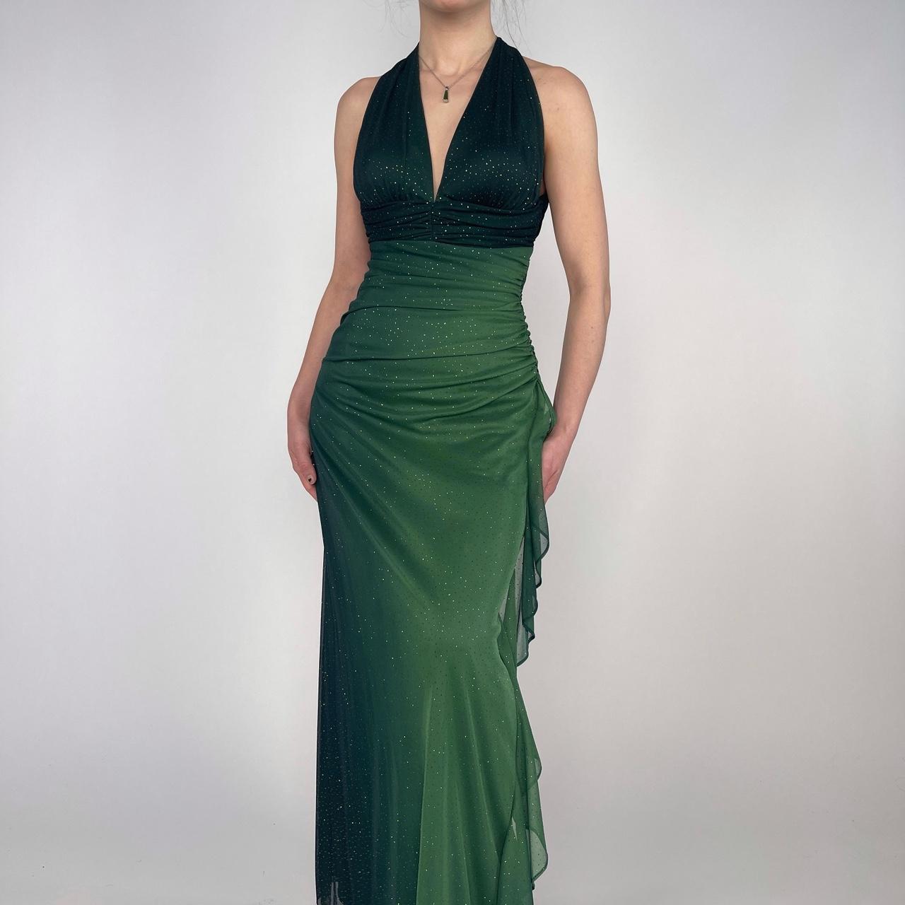 Green Gradient Sparkling Fairy Retro Long Chiffon Bodycon Slim Formal Prom Dress Evening Dress Birthday Party Dress Graduation Prom Dress gh3892