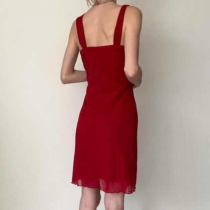 Red Chiffon Knee Length Short Homecoming Dress Birthday Party Dress gh4593