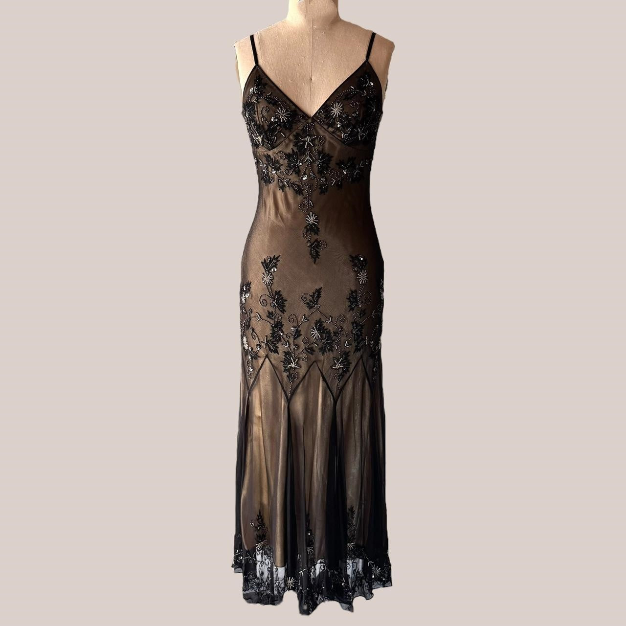 Brown Black Retro Elegant Stunning Exquisite Beaded Long Chiffon Ball Gown Evening Gown Party Dress Prom Gown gh3897