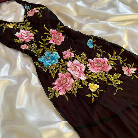 Colorful Floral Vintage Exquisite Embroidery Long Elegant Charming Prom Dress Evening Dress Party Dress  gh4450