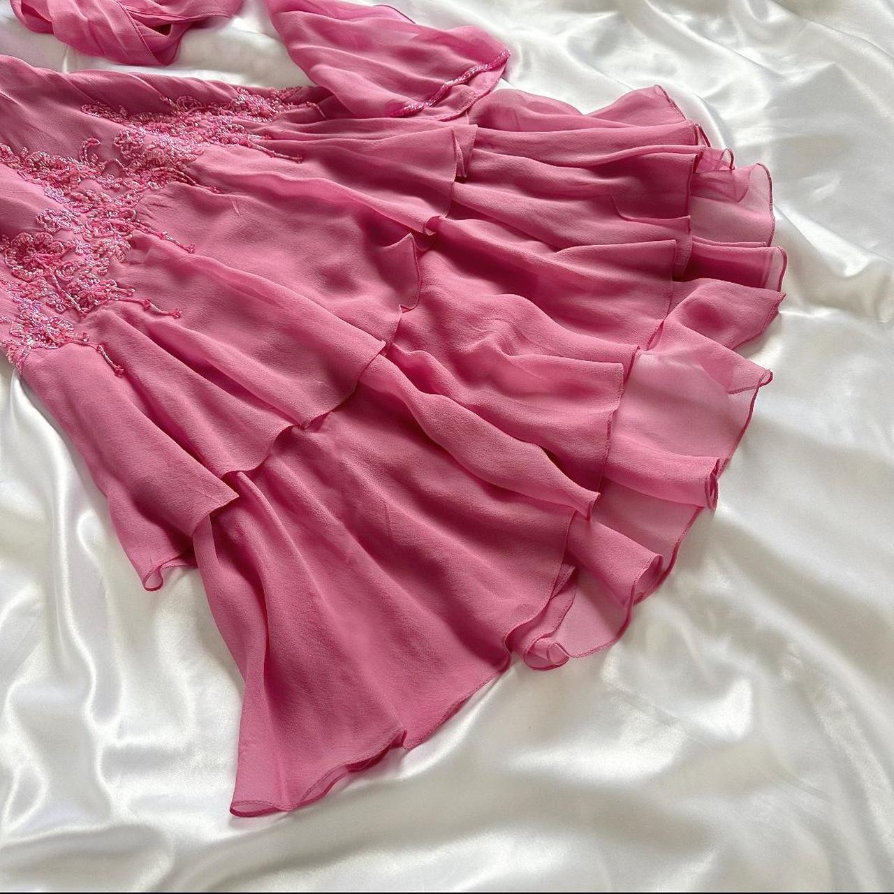 Pink gorgeous exquisite elegant beaded long chiffon ruffled ball gown, evening dress, party dress gh3513