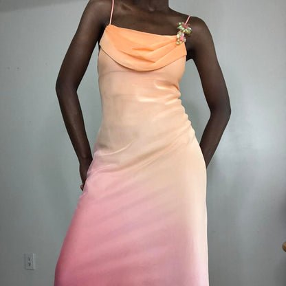 Pink orange fashion gradient long formal Prom dress evening dress party dress gh4903