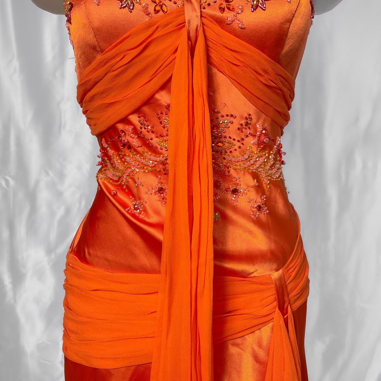 Orange Exquisite Beaded Long Satin Prom dress Evening Dress Party Dress gh5091