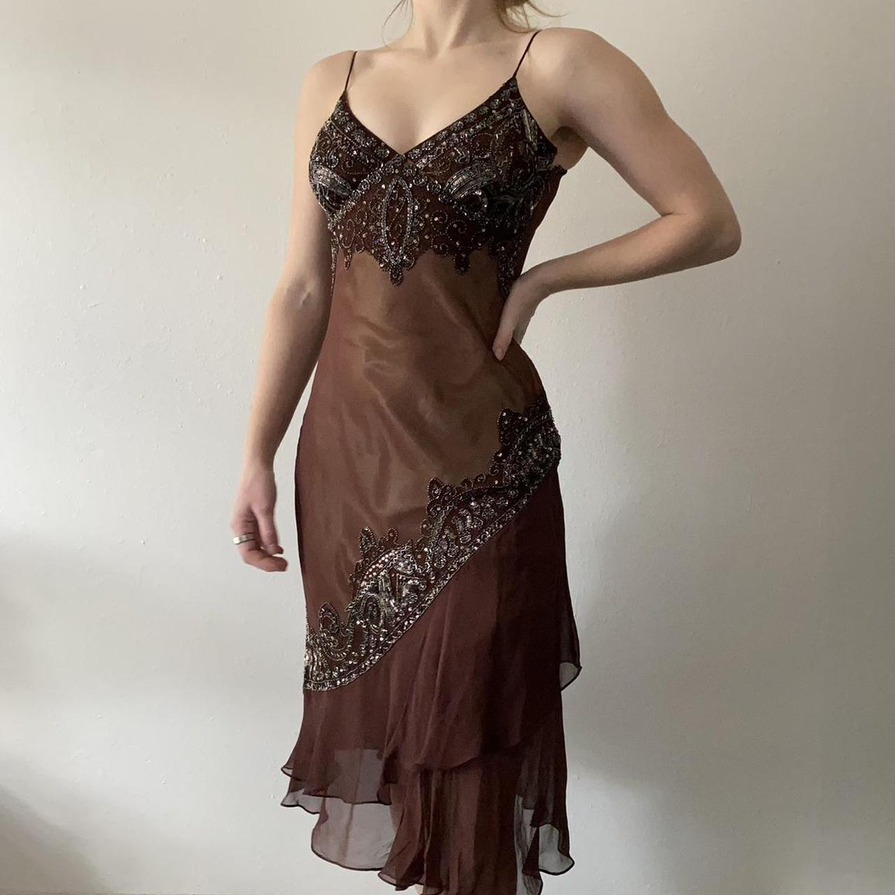 Brown Beaded Short Chiffon Homecoming Dress Birthday Party Dress gh5086