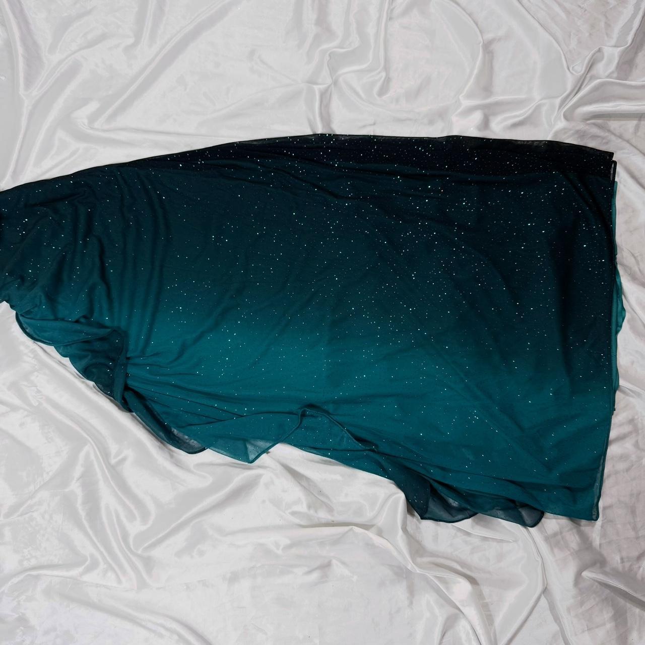 Teal Glitter Fashion Gradient Sweet Elegant Long One Shoulder Chiffon Ball Gown Evening Dress Party Dress Prom Dress Fairy Dress Gothic Dress gh4180