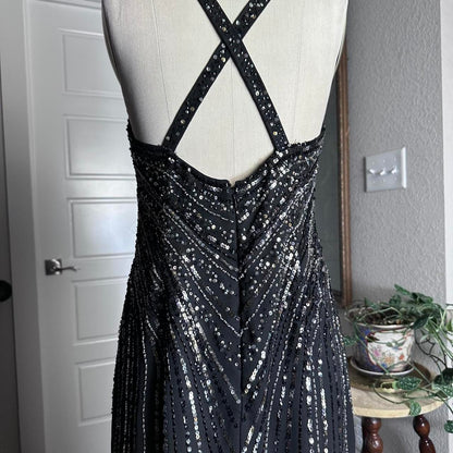 Black Vintage Fashion Elegant Delicate Beaded Sweetheart Neck Spaghetti Straps Long Tulle Chiffon Ball Gown Evening Gown Party Dress Prom Gown gh3682