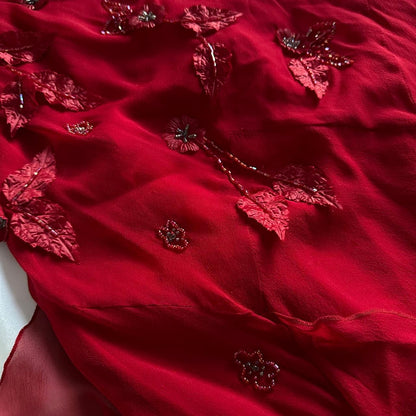 Red gorgeous fashion classy pretty exquisite beaded long chiffon ruffles handmade custom ball gown evening dress party dress gh3548