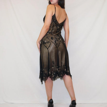 Brown Beaded Vintage Y2K Fairy Short/Mid-Length Tea Length Chiffon Homecoming Dress Birthday Party Dress gh5090