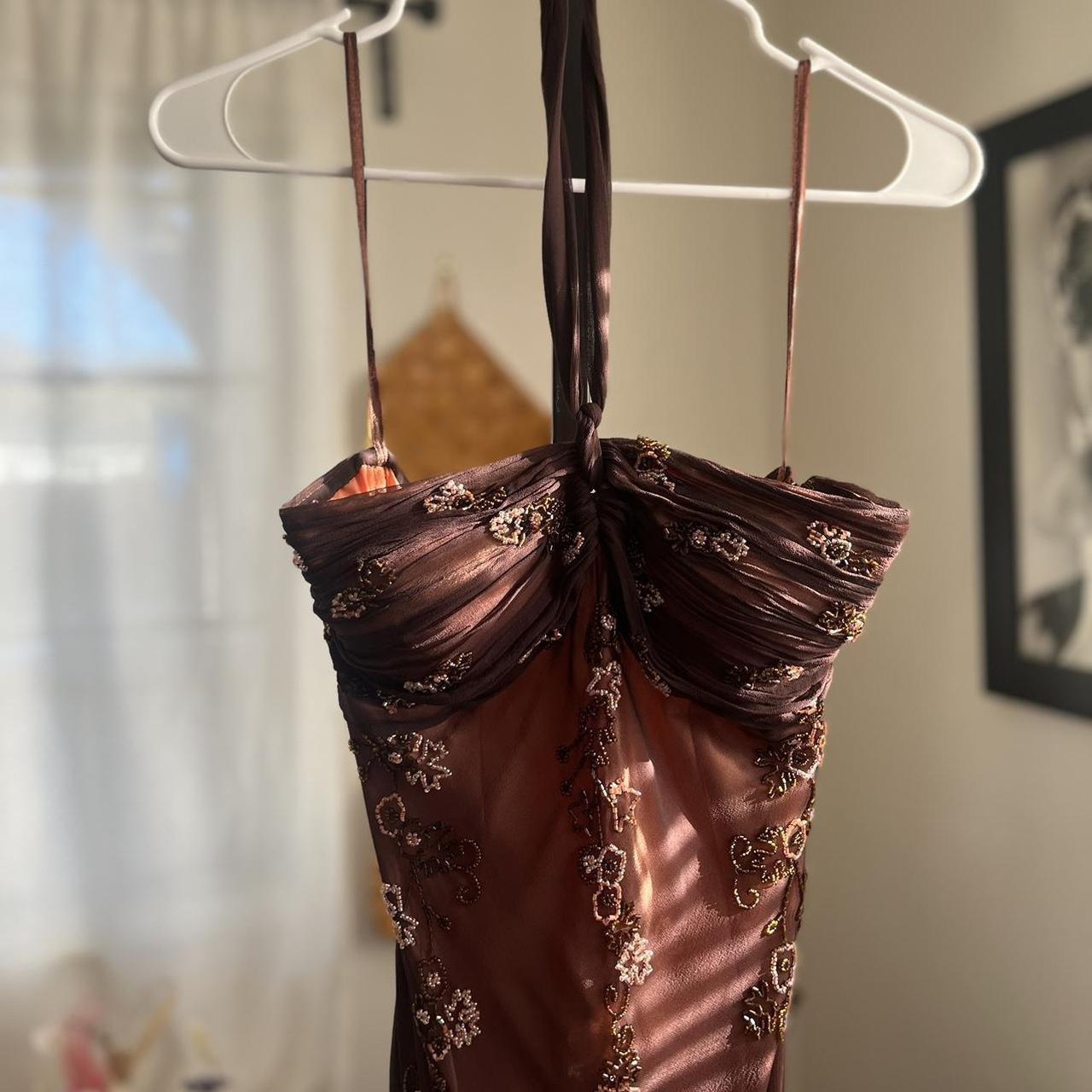 Vintage Peach and Brown Floral Beaded Fairy Short Homecoming Dress Prom Dress Evening Dress Party Dress gh4298