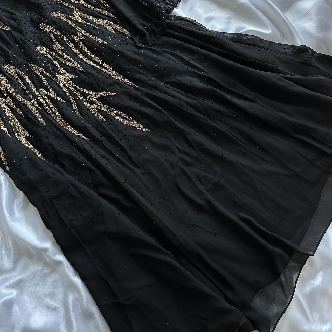 Black Gorgeous Delicate Gold Beaded Rhinestone Spaghetti Straps Long chiffon Ball Gown Evening Gown Party Dress Prom Gown gh3866