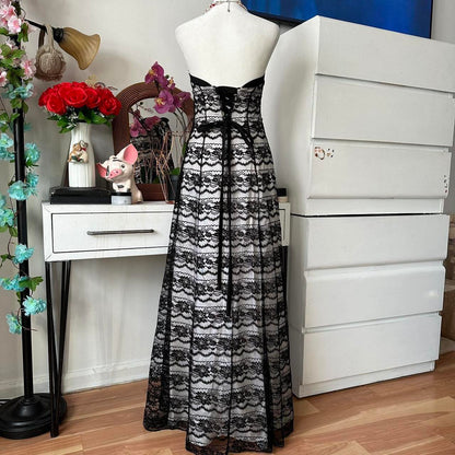 Black Nude Vintage Elegant Layered Lace Long Off Shoulder Bustier Lace Ball Gown Evening Gown Party Dress Prom Gown gh3878