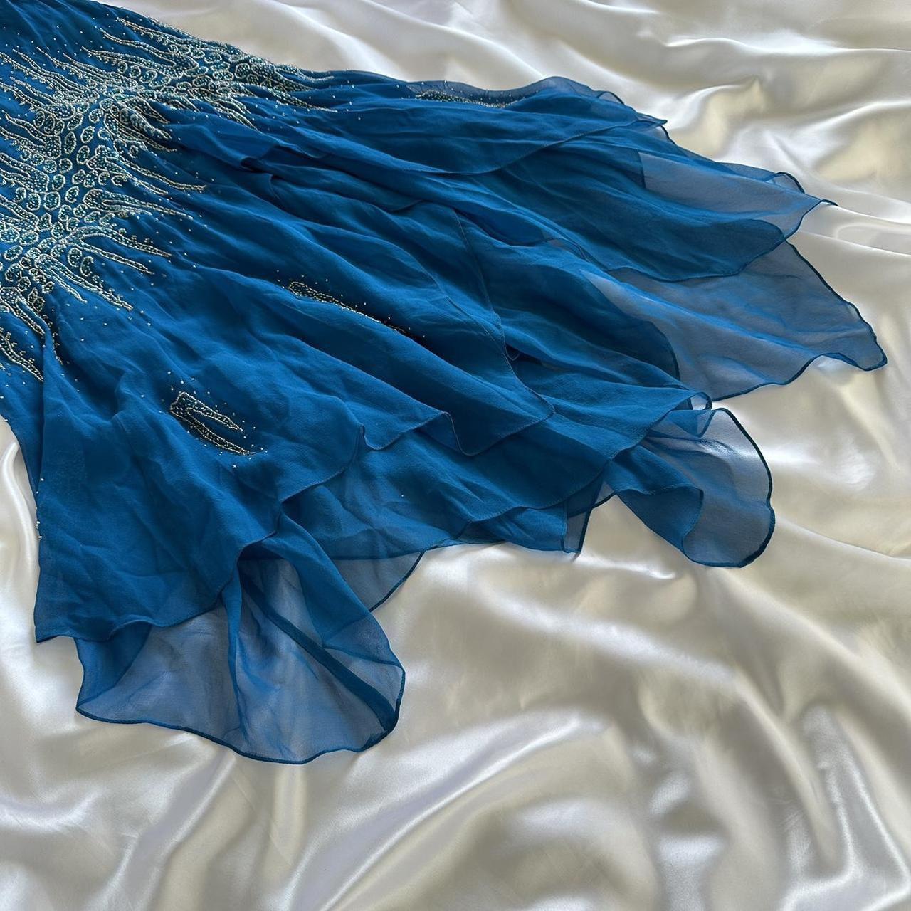 ___intage Blue Fashion Exquisite Silver Gold Beads Long Elegant Flowing Chiffon Ball Gown Evening Gown Party Dress Prom Gown gh3869